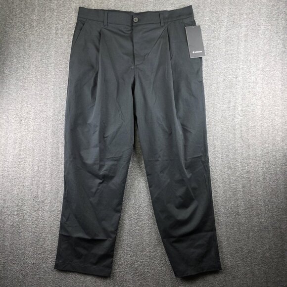 Lululemon Woven Classic-Fit Pleated Trouser Pants Mens 36x30 Black Lightweight